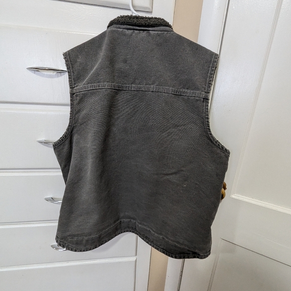 Men's Carhartt Sherpa Lined Canvas Vest Grey - Picture 3 of 6